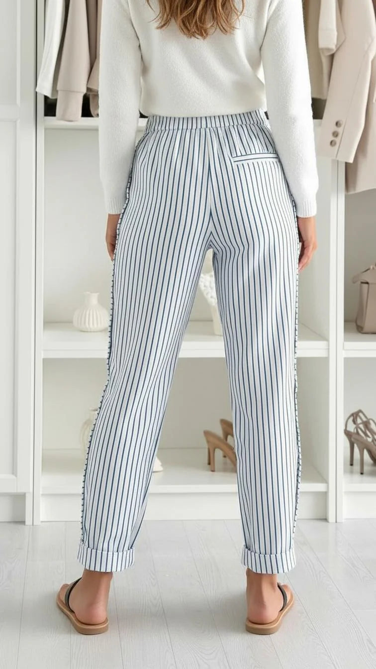 Broek Dames | Gestreept Design & Elastische Tailleband