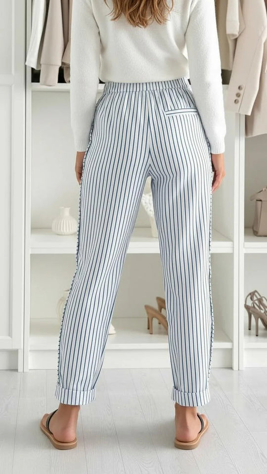 Broek Dames | Gestreept Design & Elastische Tailleband
