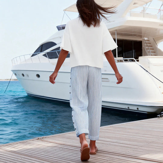 Broek Dames | Gestreept Design & Elastische Tailleband