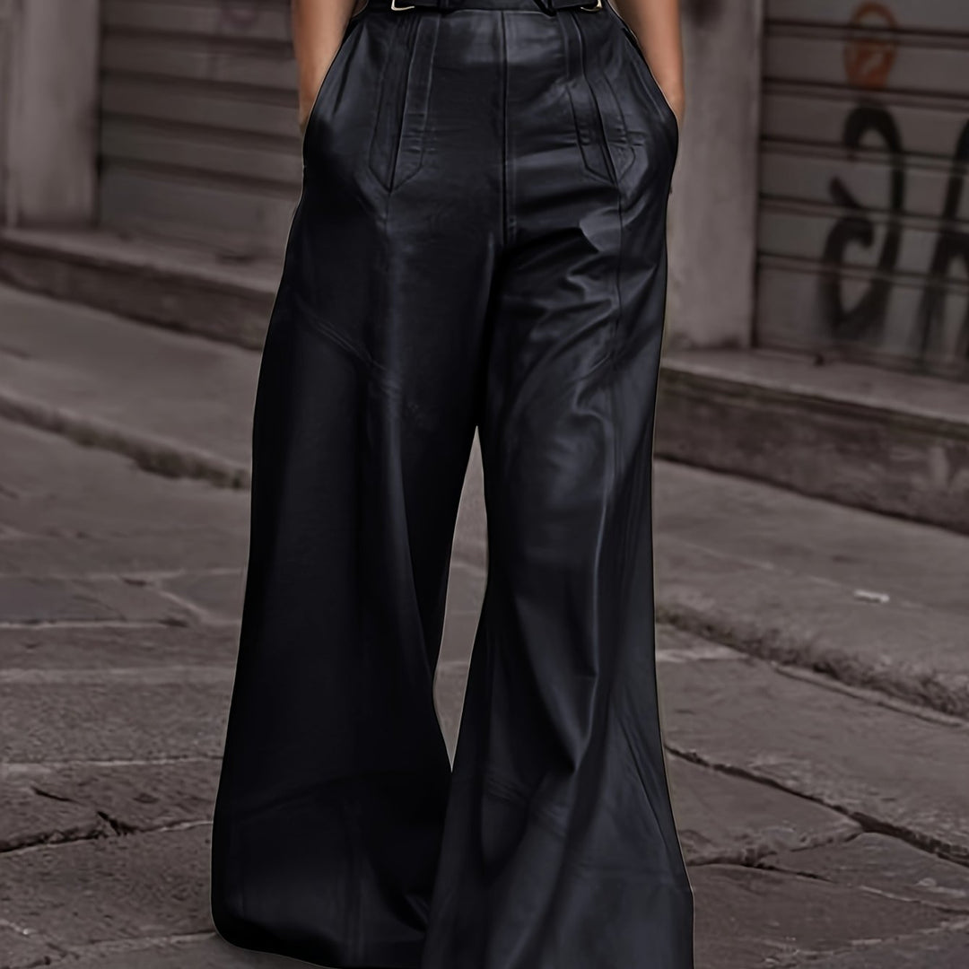 Broek – Hoge Taille En Wijde Pijpen Met Zijzakken En Rits 9
