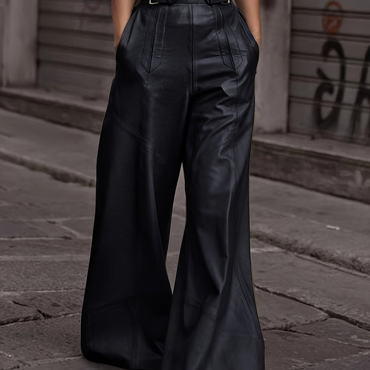 Broek – Hoge Taille En Wijde Pijpen Met Zijzakken En Rits 9