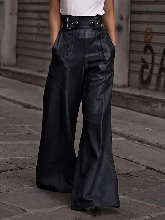 Broek – Hoge Taille En Wijde Pijpen Met Zijzakken En Rits 2