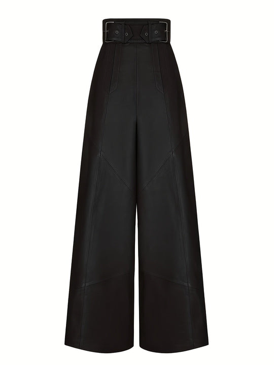 Broek – Hoge Taille En Wijde Pijpen Met Zijzakken En Rits 4