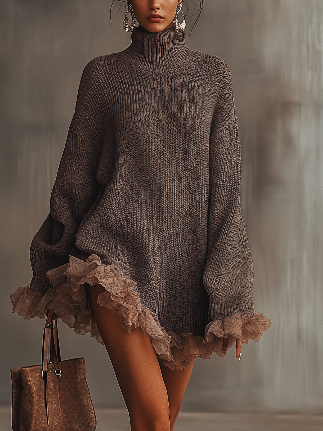 Bryn™ | Oversized Ruffle Trui Jurk 0