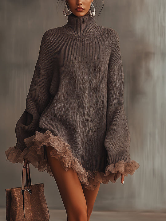 Bryn™ | Oversized Ruffle Trui Jurk 0
