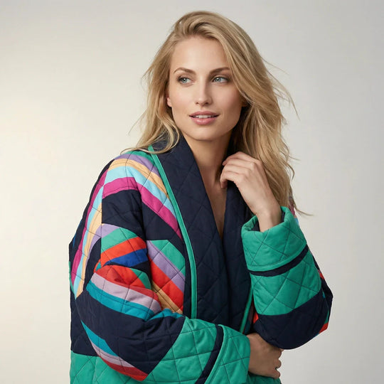 Bunte Oversized Steppjacke | Damenjacke mit Schalkragen 2