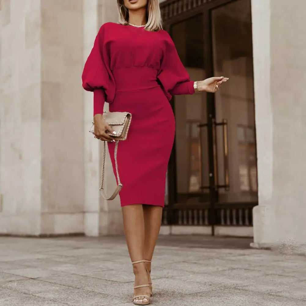 Büro-Midikleid Damen mit Laternenärmeln - Florentine