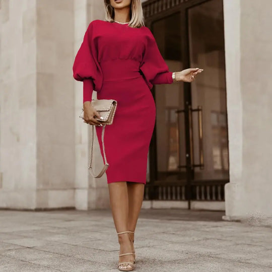 Büro-Midikleid Damen mit Laternenärmeln - Florentine