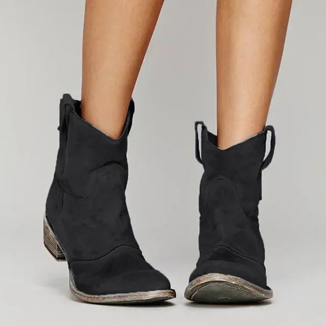 Damen Western Stiefeletten Vintage Look Gepolstert 2