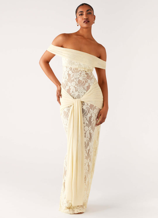 Calmera Maxi Jurk | Off-Shoulder | Maxi Lengte | Elegant Kantdetail 4