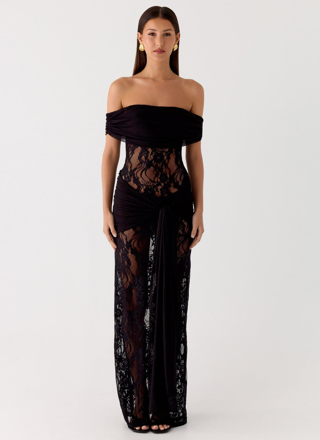 Calmera Maxi Jurk | Off-Shoulder | Maxi Lengte | Elegant Kantdetail 8