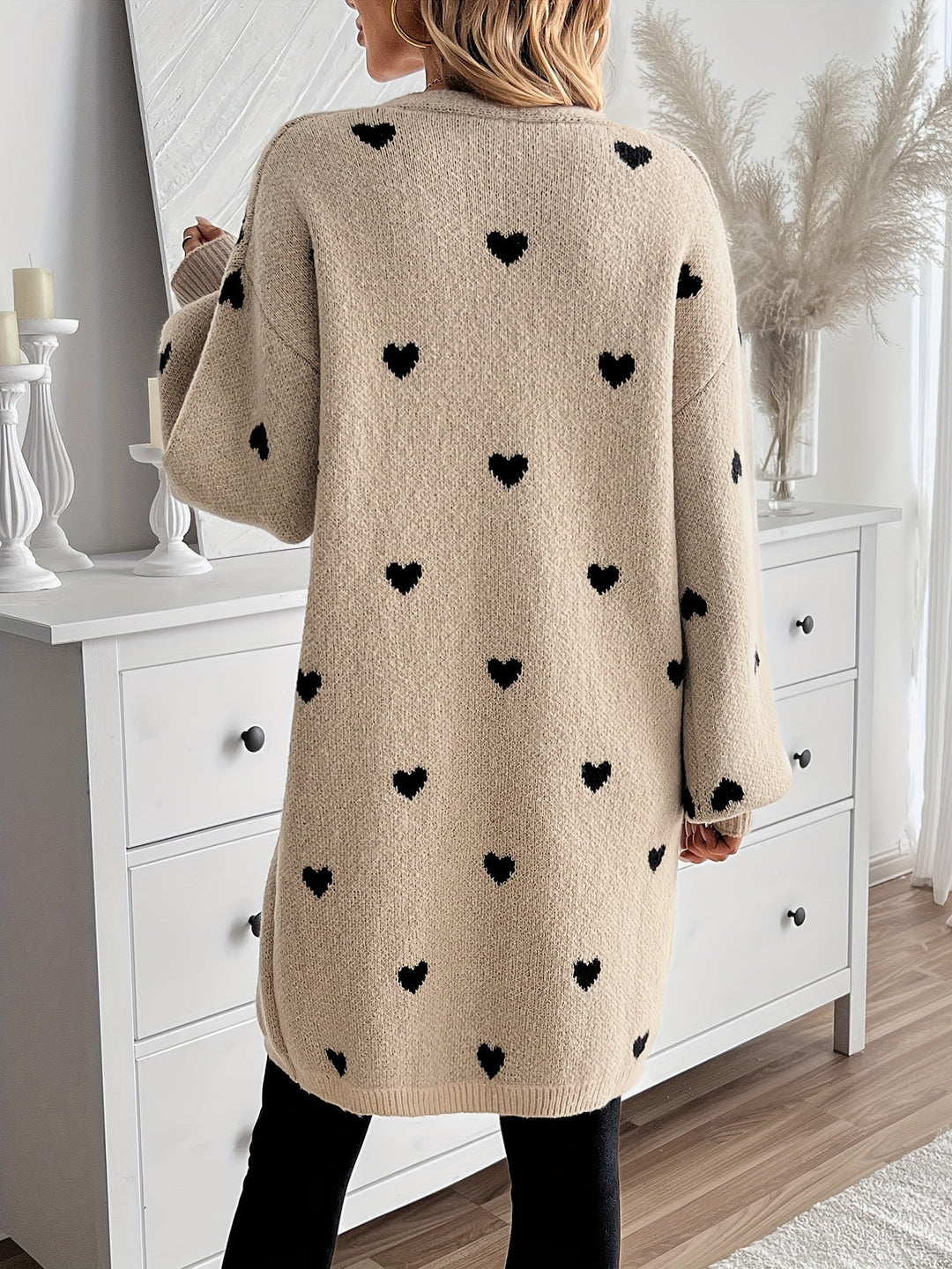 Cardigan Damen | Herzchenmuster & Offene Front 3