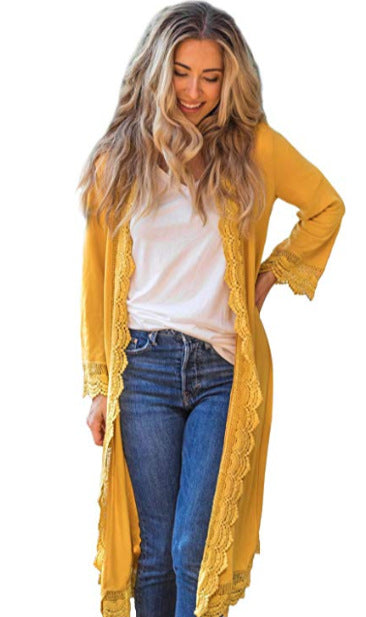 Cardigan Damen | Lange Form & Raffiniertes Spitzendetail 3