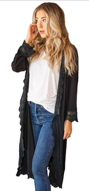 Cardigan Damen | Lange Form & Raffiniertes Spitzendetail 1