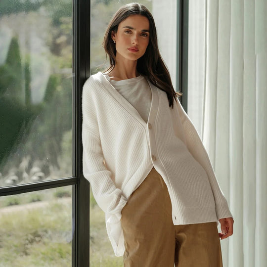 Cardigan Damen Oversized | V-Ausschnitt & Knopfleiste 9