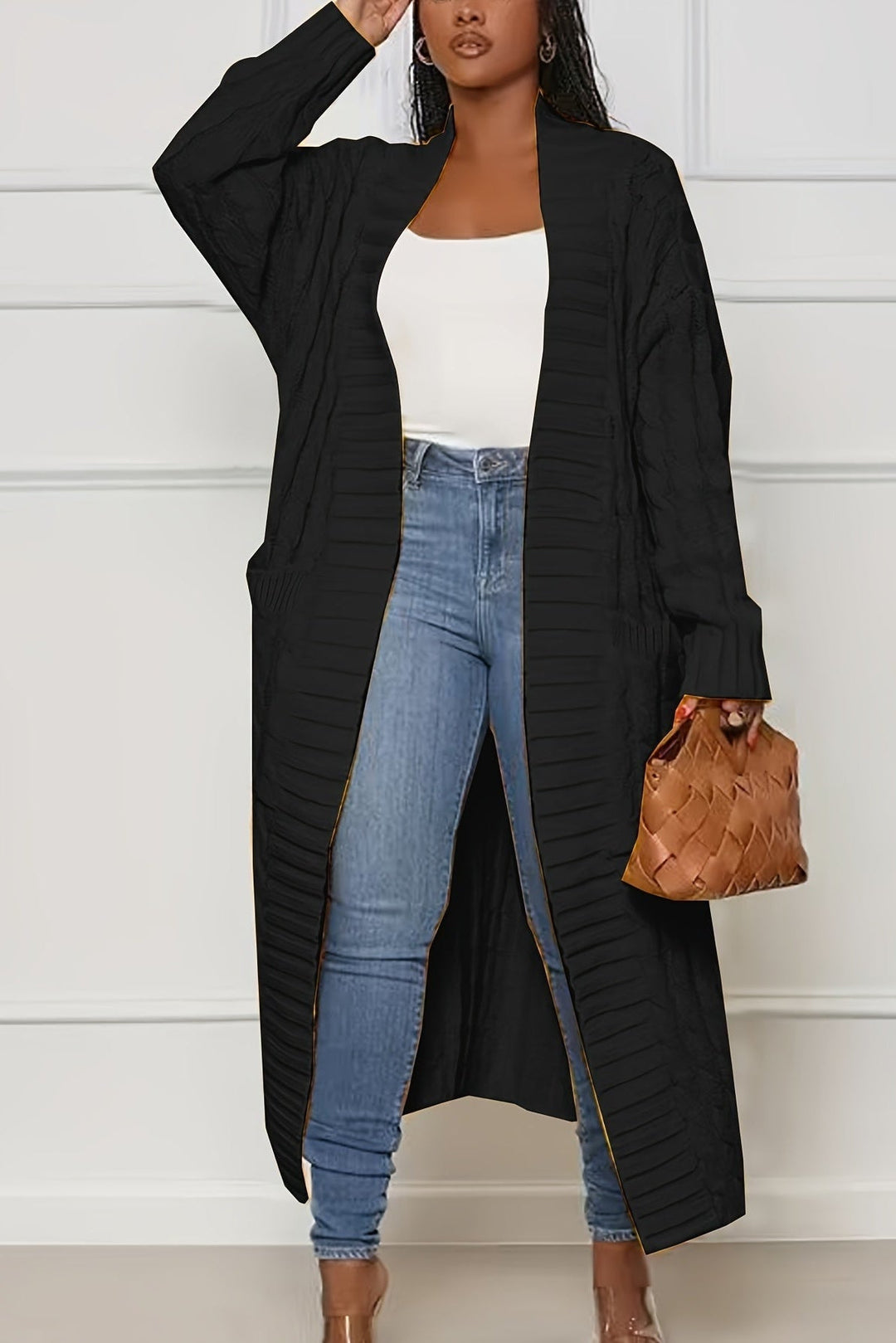 Cardigan Damen Lang | V-Ausschnitt & Rippstruktur 9