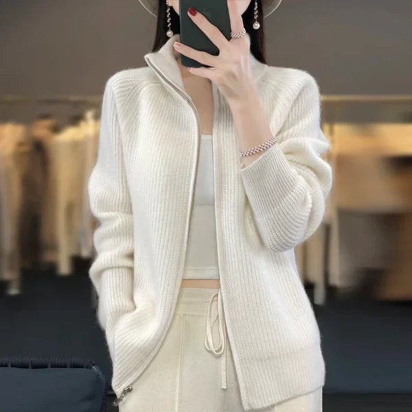 Cardigan mit Reißverschluss Damen | Stehkragen & Schlanke Linie 3