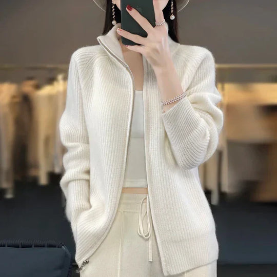 Cardigan mit Reißverschluss Damen | Stehkragen & Schlanke Linie 3