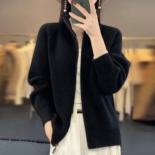Cardigan mit Reißverschluss Damen | Stehkragen & Schlanke Linie 5
