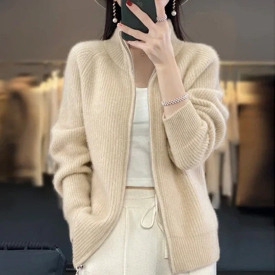 Cardigan mit Reißverschluss Damen | Stehkragen & Schlanke Linie 6