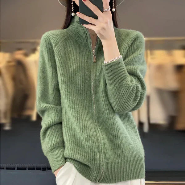 Cardigan mit Reißverschluss Damen | Stehkragen & Schlanke Linie 1