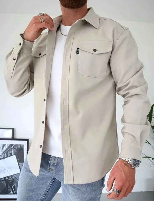 Casual Heren Overhemdjas Met Knoopsluiting En Borstzakken 4