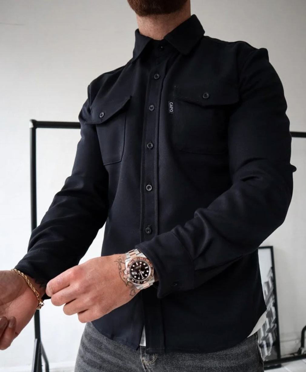 Casual Heren Overhemdjas Met Knoopsluiting En Borstzakken 5