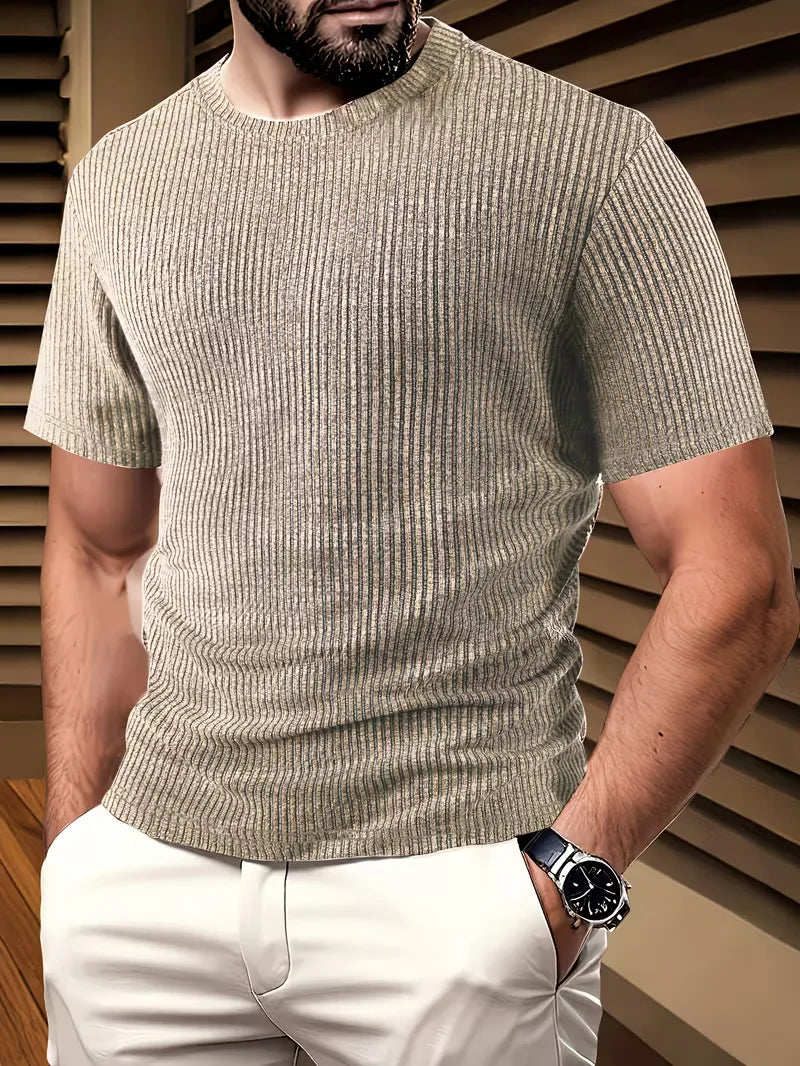 Casual heren T-shirt met jacquard patroon 10
