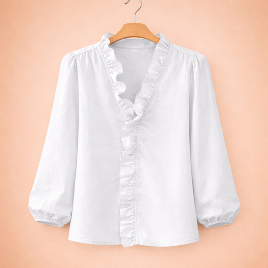 Dames rimpel v-hals blouse Jelle Jora Mode