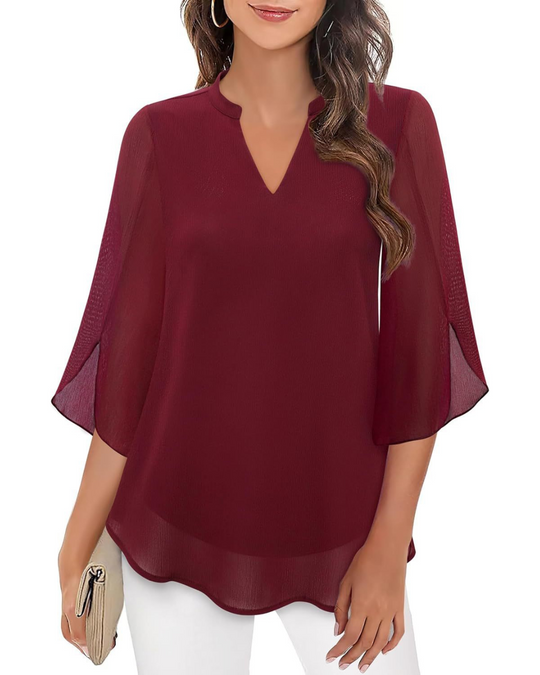 Chiffon Blouse | Luchtig Vallend & Verfijnde Splitmouw