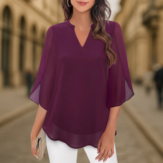 Chiffon Blouse | Luchtig Vallend & Verfijnde Splitmouw