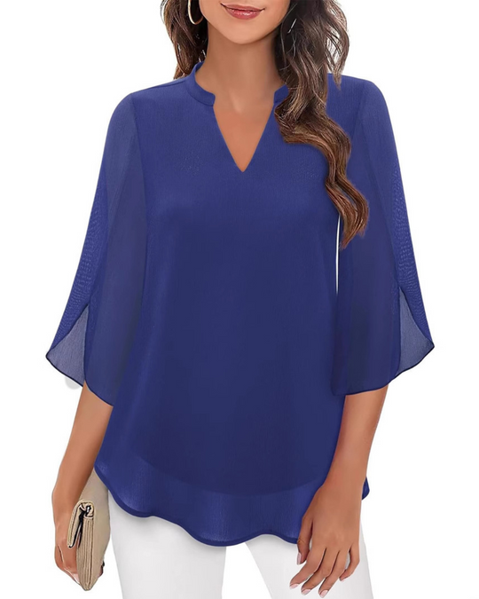 Chiffon Blouse | Luchtig Vallend & Verfijnde Splitmouw