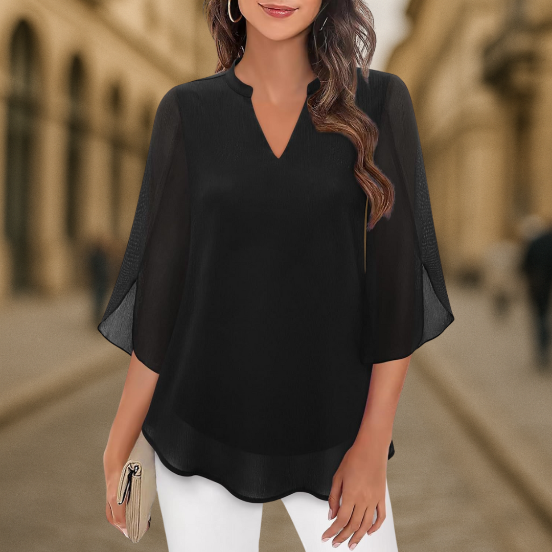 Chiffon Blouse | Luchtig Vallend & Verfijnde Splitmouw