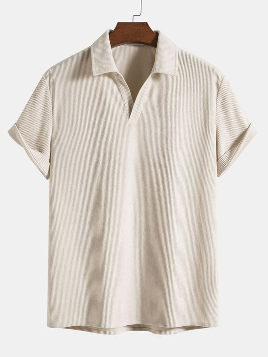 Corduroy poloshirt met korte mouwen 0