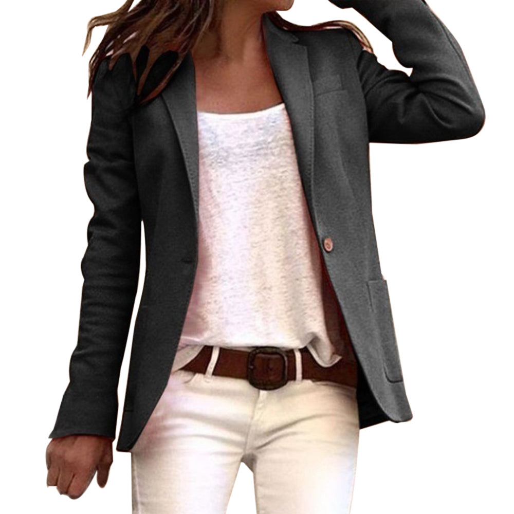 Damen Blazer tailliert leicht einfarbig vielseitig mit Reverskragen