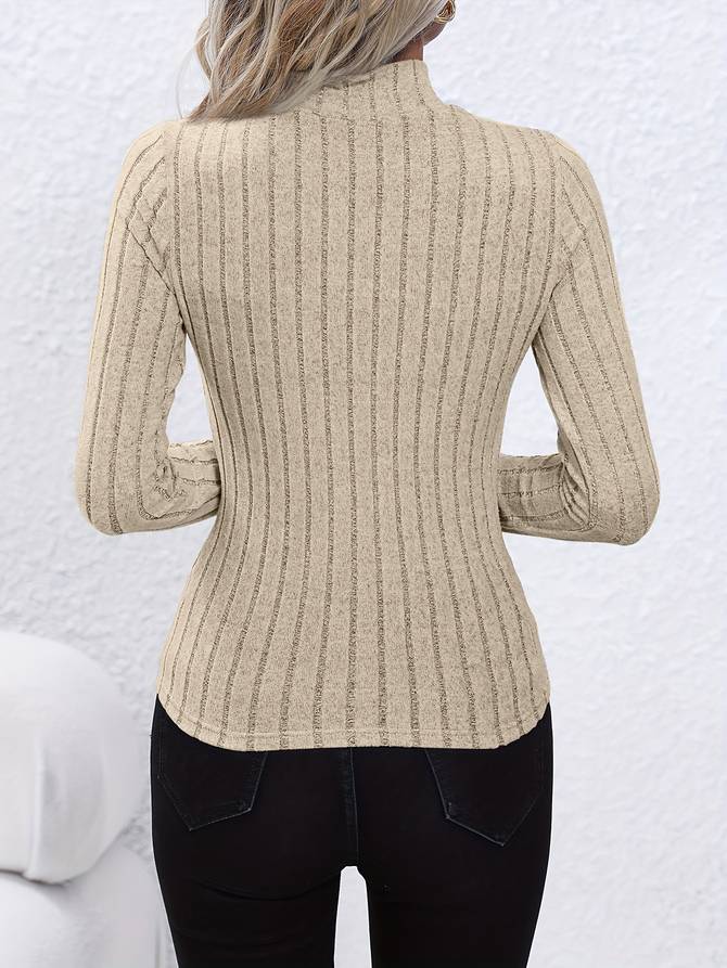 Langarmshirt Damen | Stehkragen & Schmaler Schnitt 3
