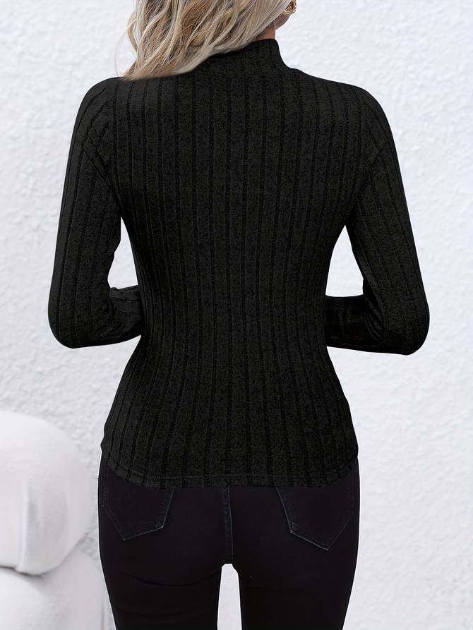 Langarmshirt Damen | Stehkragen & Schmaler Schnitt 4