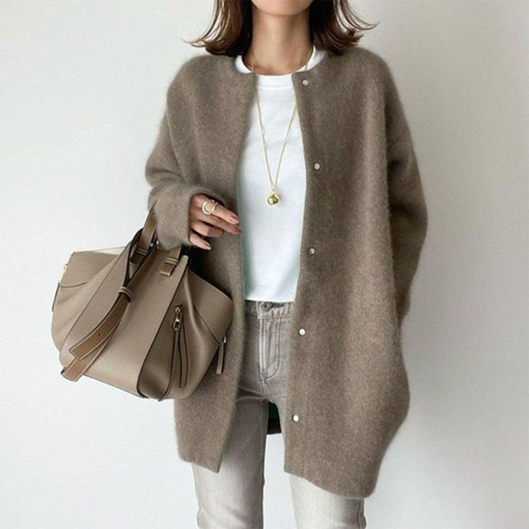 Damen Mantel Loose Fitting weit geschnitten Knopfleiste mit Gürtel