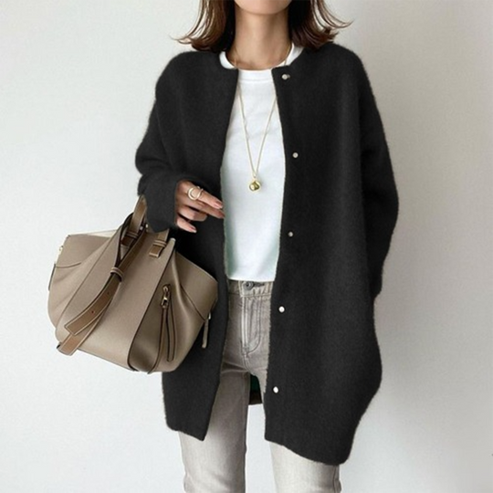 Damen Mantel Loose Fitting weit geschnitten Knopfleiste mit Gürtel