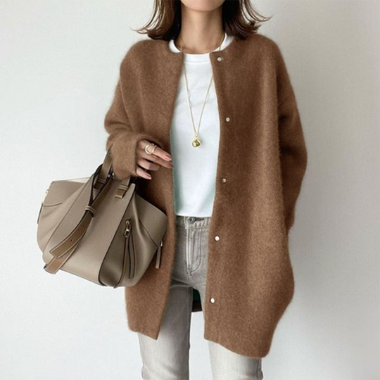 Damen Mantel Loose Fitting weit geschnitten Knopfleiste mit Gürtel