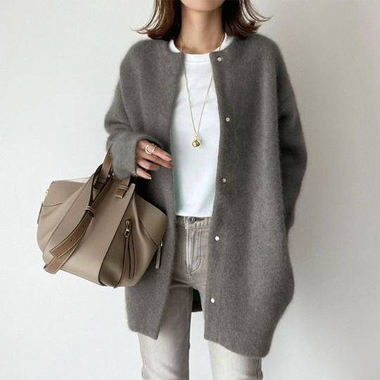 Damen Mantel Loose Fitting weit geschnitten Knopfleiste mit Gürtel