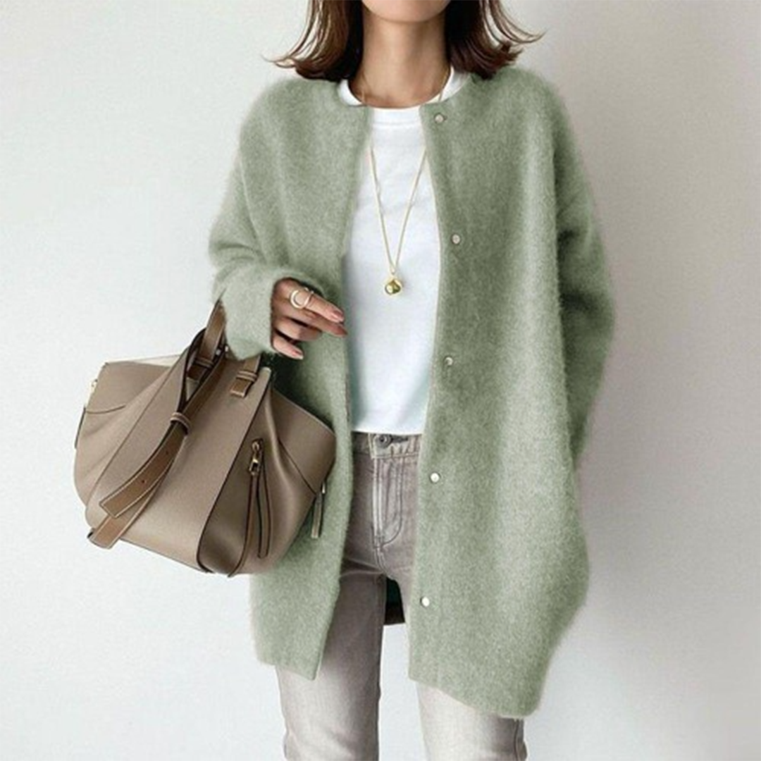 Damen Mantel Loose Fitting weit geschnitten Knopfleiste mit Gürtel