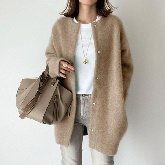 Damen Mantel Loose Fitting weit geschnitten Knopfleiste mit Gürtel