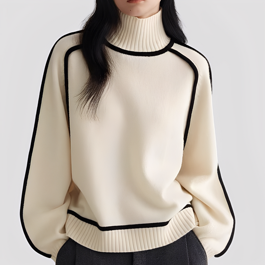 Damen Rollkragenpullover Locker Strickpullover Warm Winter 1