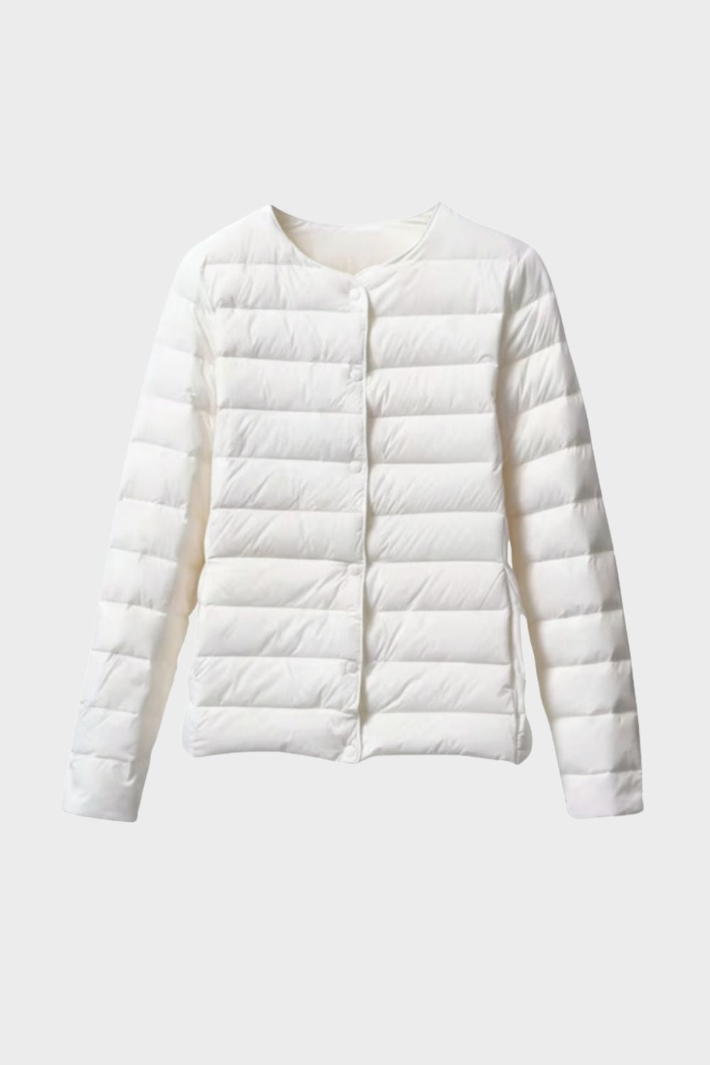 Damen Steppjacke Druckknopf-Verschluss Rundhals Steppmantel 6