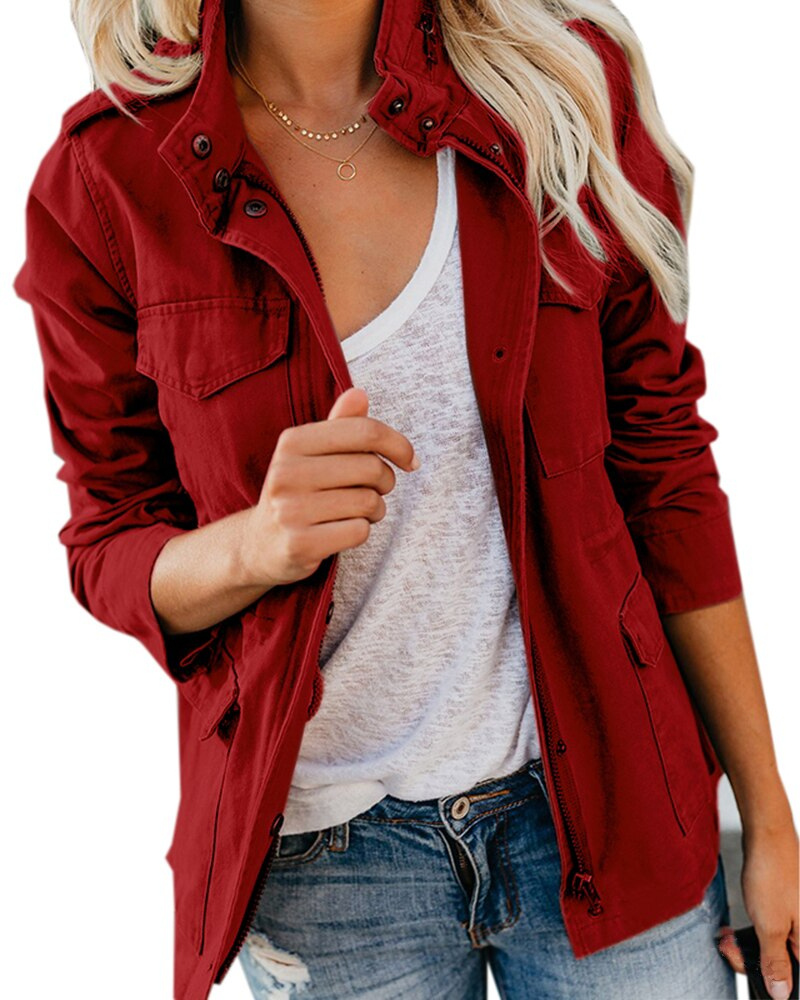 Damen Übergangsjacke Dunkelblau | Jacke Damen mit Stehkragen 4