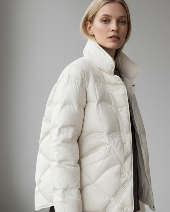Damen Steppjacke Kurz mit hohem Kragen und Seitenschlitzen 1