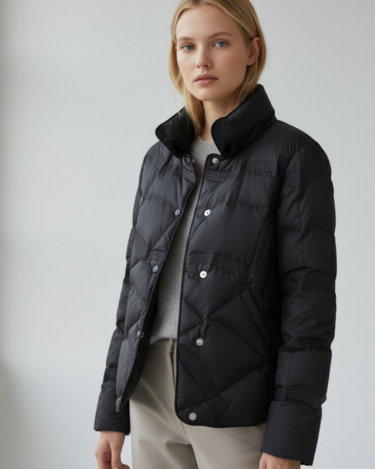 Damen Steppjacke Kurz mit hohem Kragen und Seitenschlitzen 5