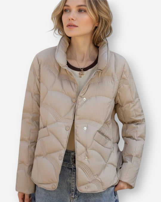 Damen Steppjacke Kurz mit hohem Kragen und Seitenschlitzen 0