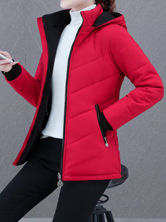 Übergangsjacke Damen Wendbar mit Kapuze und Reißverschlusstaschen 6